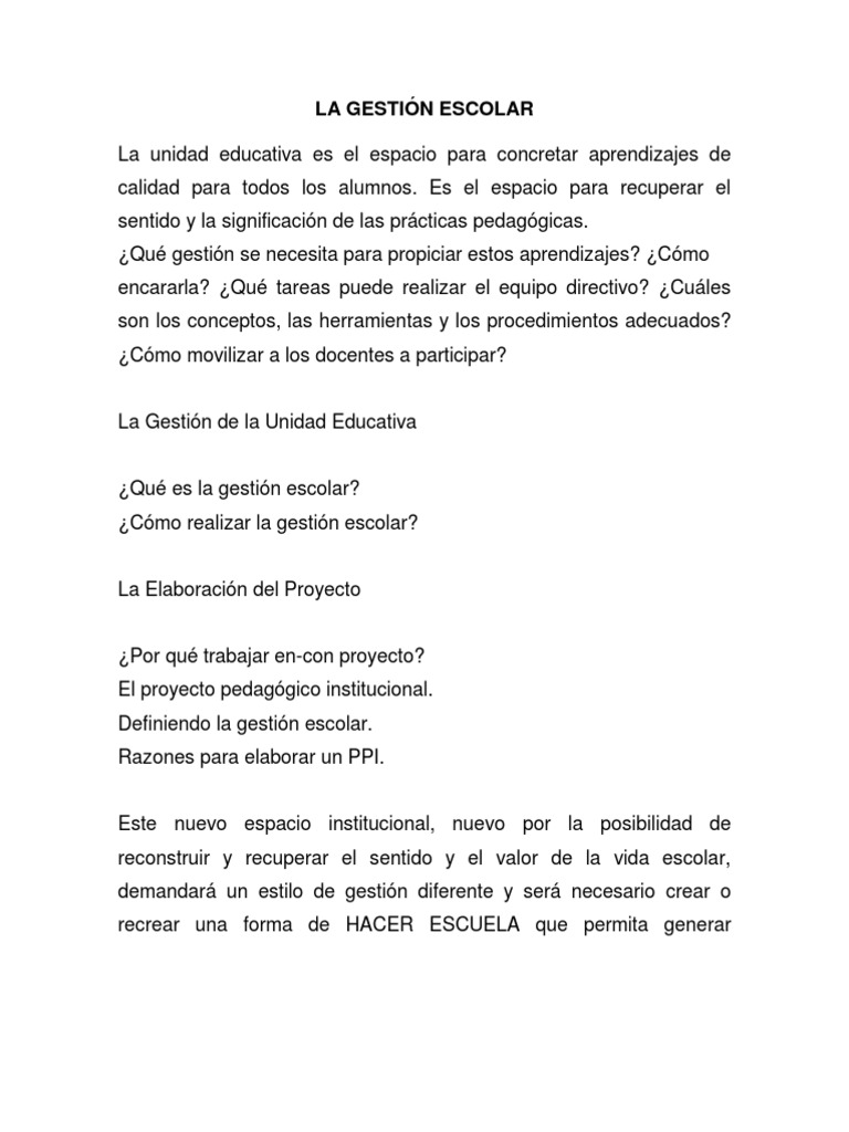 Estrategias para la Gestión Escolar | PDF | Plan de estudios ...