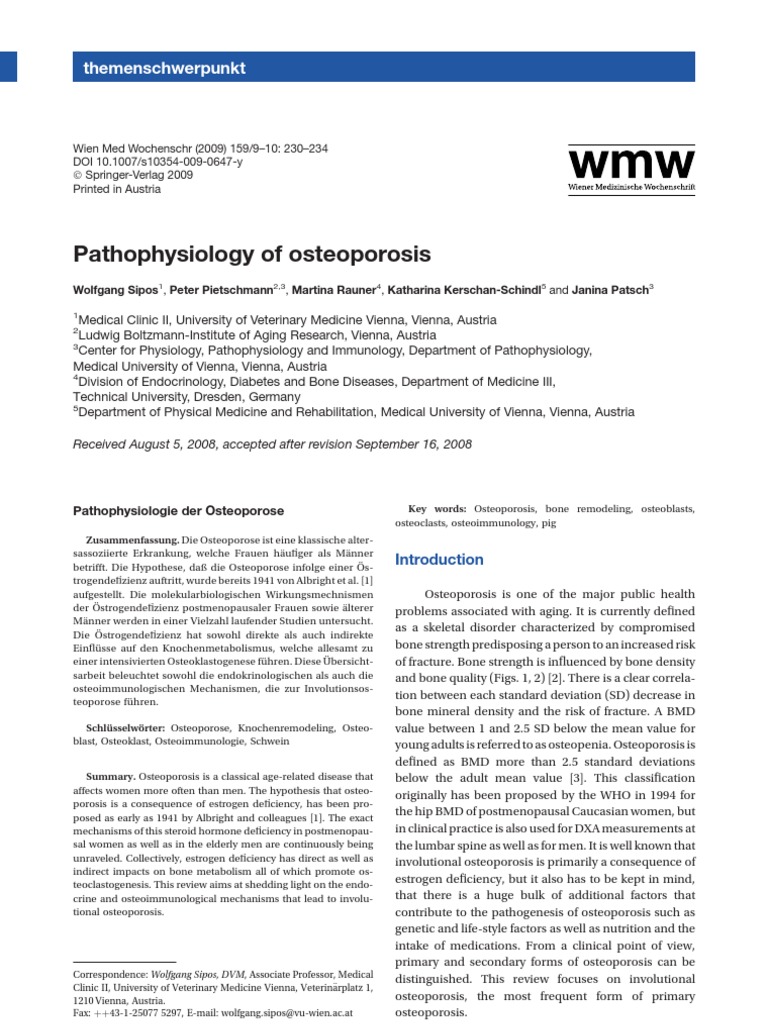 Pathophysiology of Osteoporosis | PDF