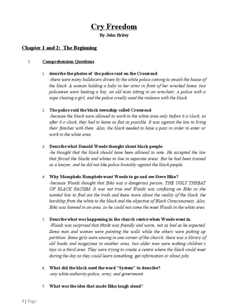 Cry Freedom Question And Answer Racism Discrimination Race Relations