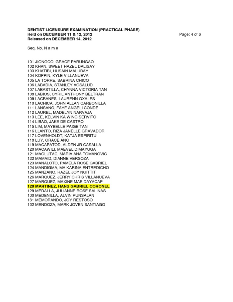 Dentist Licensure Examination | PDF