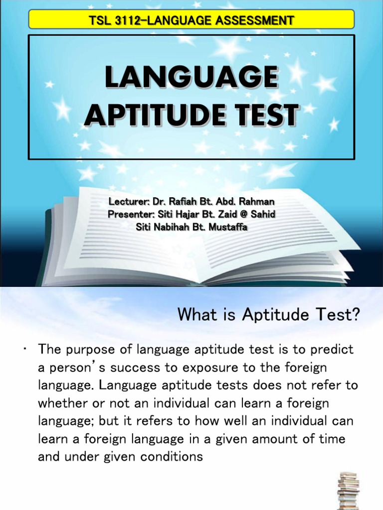 Aptitude Test In English Language Teaching