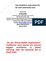 Energy Efficient Clean Cookstoves: Invented by S.Khuntia, Scientist, 1986-2013