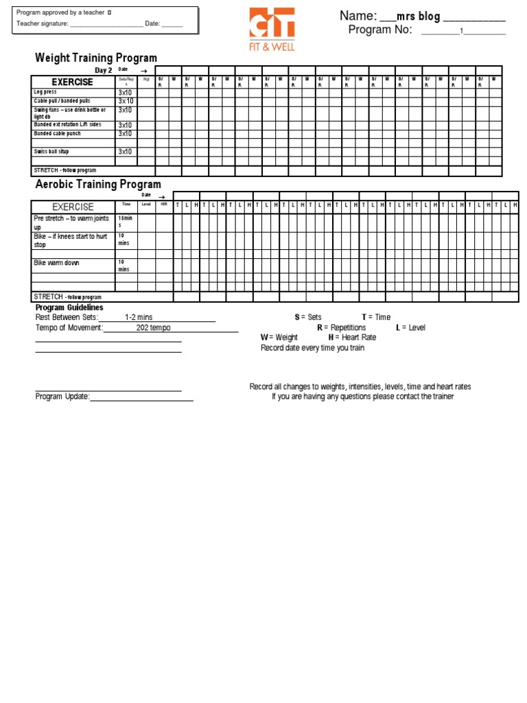 Weight Training & Aerobic Program Guide | PDF
