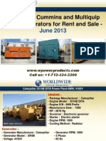 Caterpillar, Cummins and Multiquip Diesel Generators for Rent and Sale - June 2013