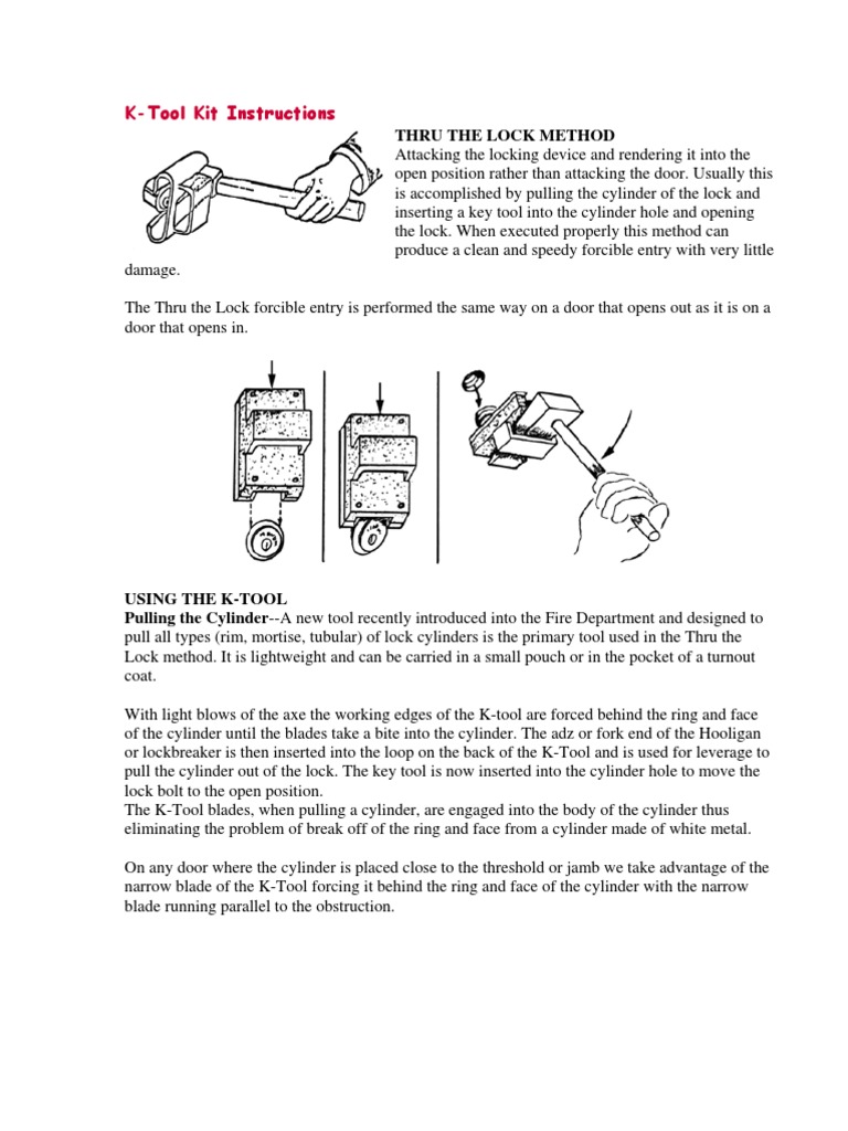 KTool Thru the Lock Instructions Door Lock (Security Device)