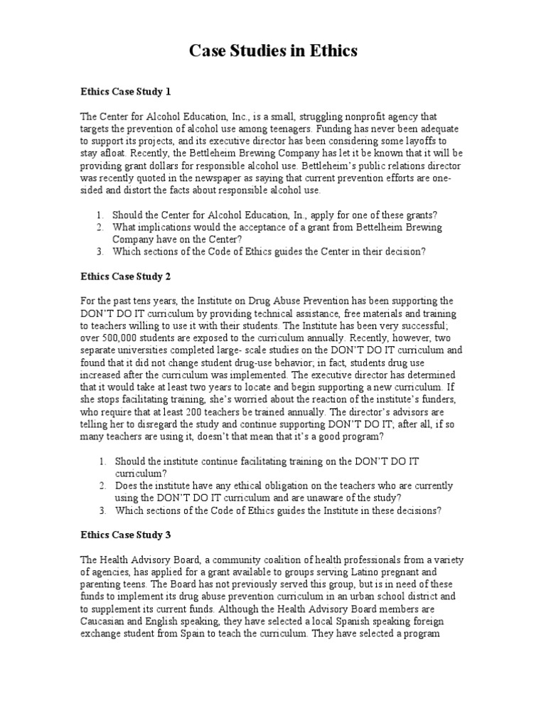 Case Studies in Ethics | PDF