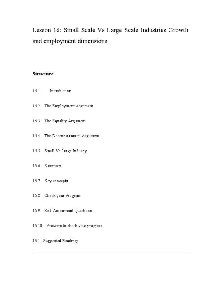 Small Scale VS Large Scale Industries PDF Employment Entrepreneurship