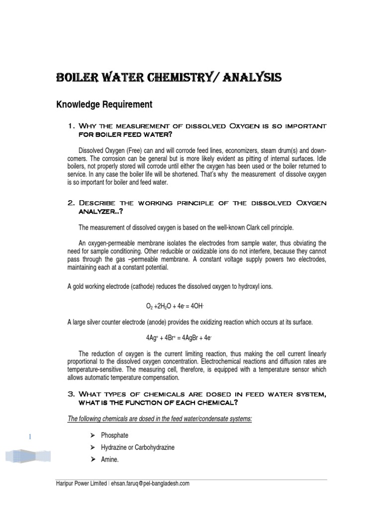 Boiler Water Chemistry Analysis (PB QBook) PDF Ph Redox