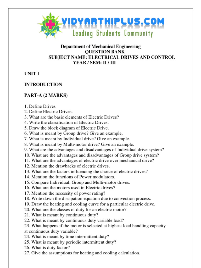 EDC Question Bank | PDF | Electric Motor | Power Inverter