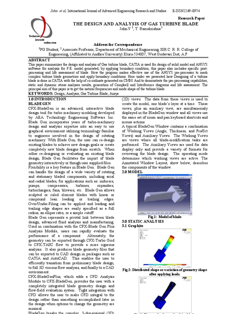 The Design and Analysis of Gas Turbine Blade | PDF | Turbine ...