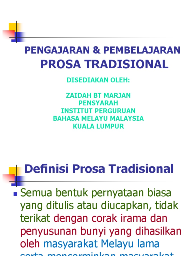 Pengajaran Prosa Tradisional Melayu | PDF