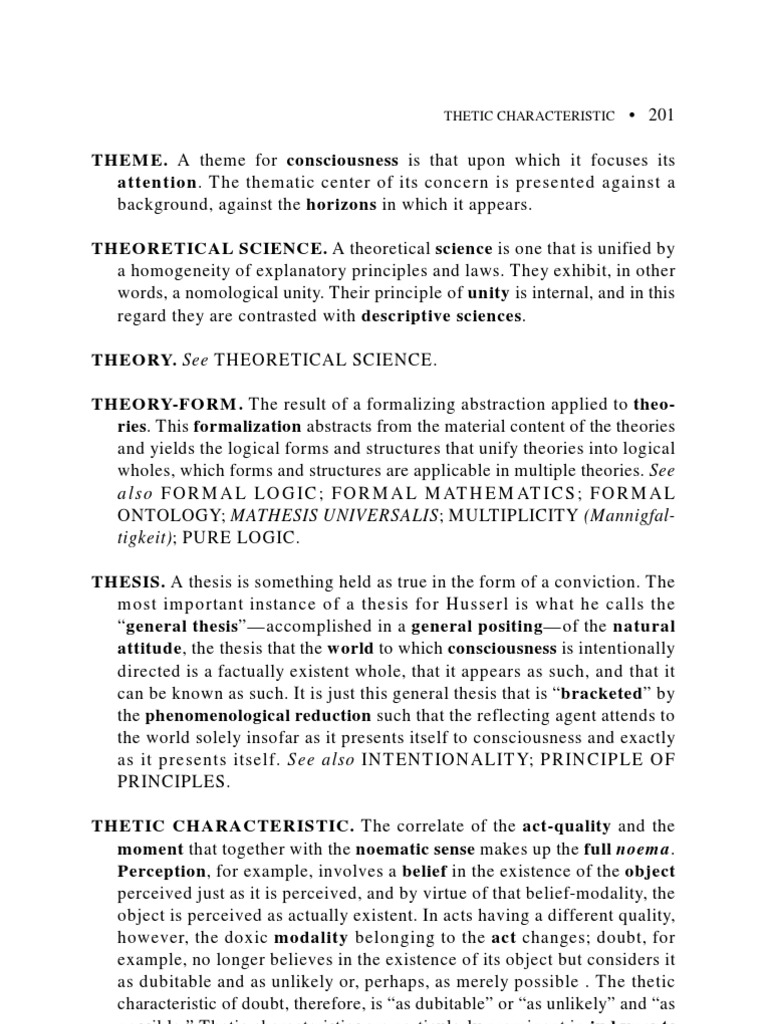 Understanding Thetic Characteristics in Consciousness | PDF | Theory ...
