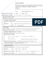 MAPS Equation Sheet For 8.011: Model: Dynamics and Net Force