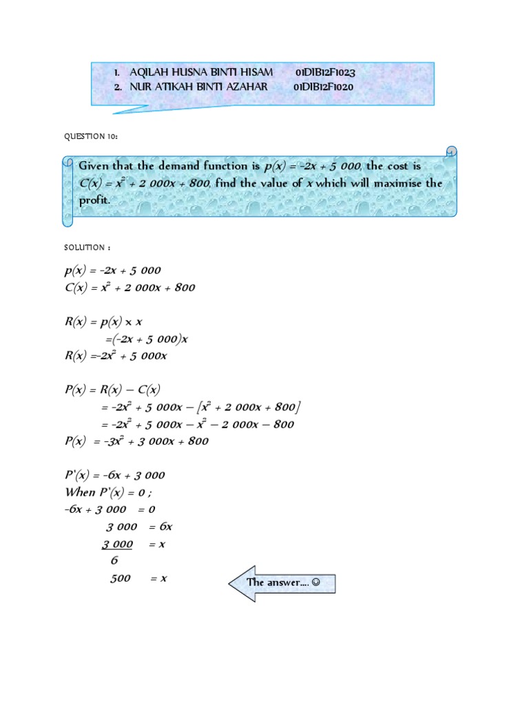 Maximize Profit Calculation in Economics | PDF | Teaching Methods ...