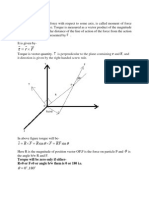 Torque:: Is Perpendicular To The Plane Containing R and F, and It Direction Is Given by The Right Handed Screw Rule