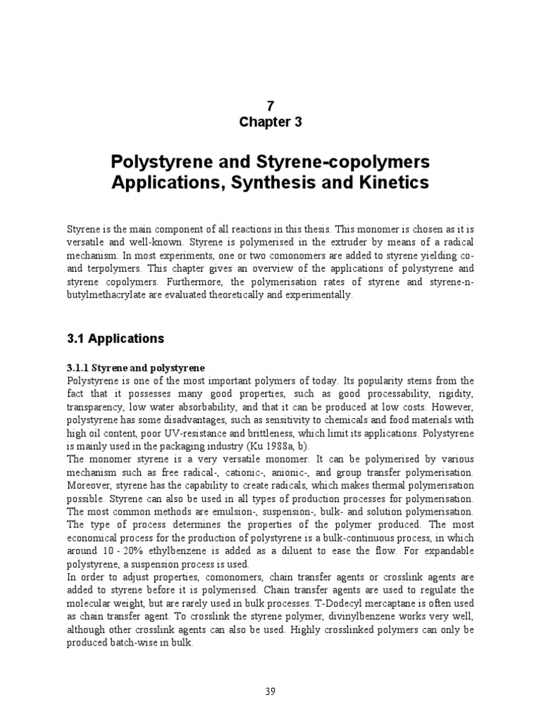 Polystyrene & Copolymer Uses & Kinetics | PDF | Home & Garden