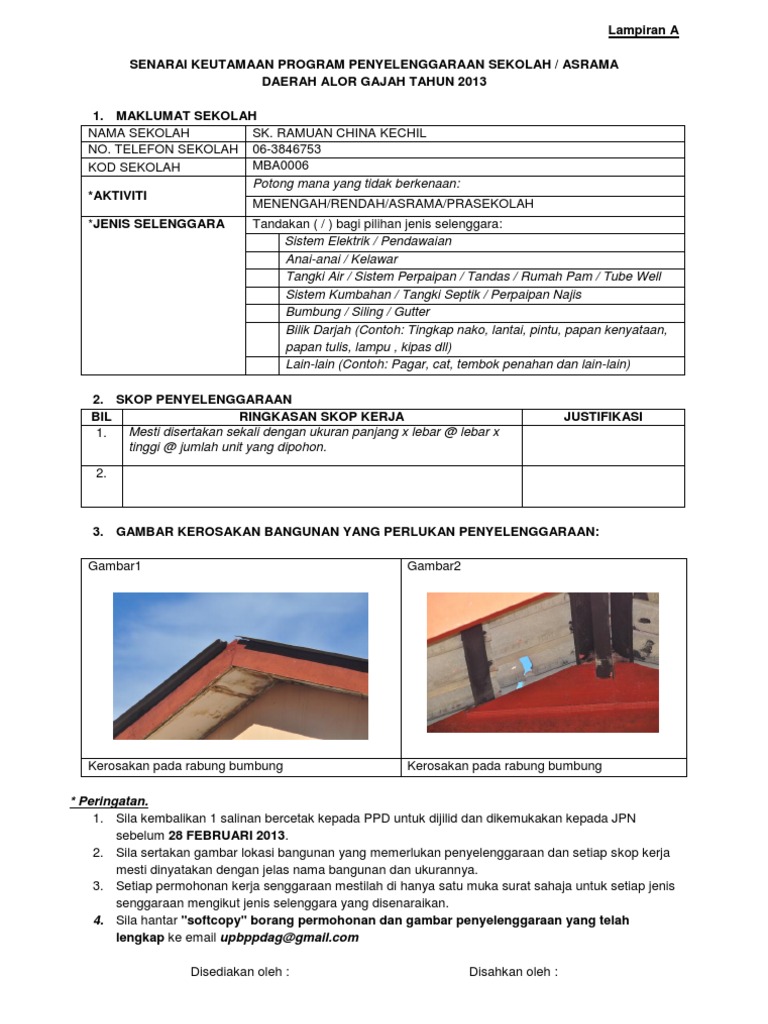 1685 Borang Laporan Penyelenggaraan 2013 Lampiran A Repaired C Pdf