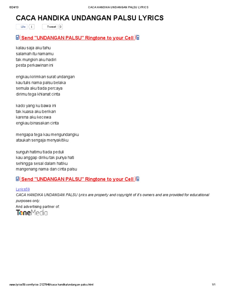 Surat Undangan Lirik