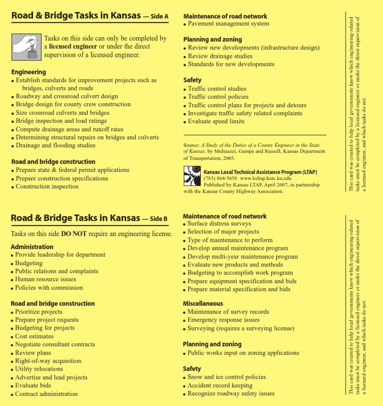 Engineer Duties for Road & Bridge Tasks | PDF | Road | Engineer