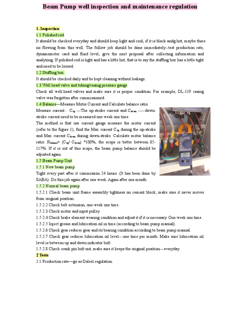 Beam Pump Inspection Guidelines | PDF | Home & Garden