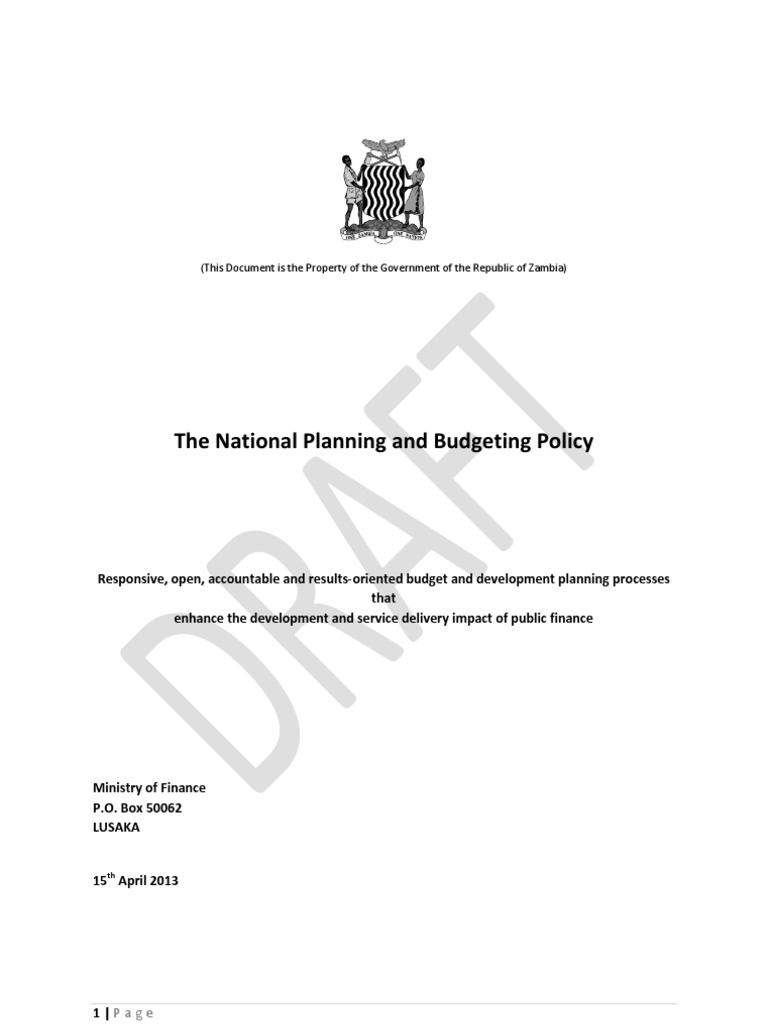 Zambia National Budget and Development Planning Policy (Draft) PDF
