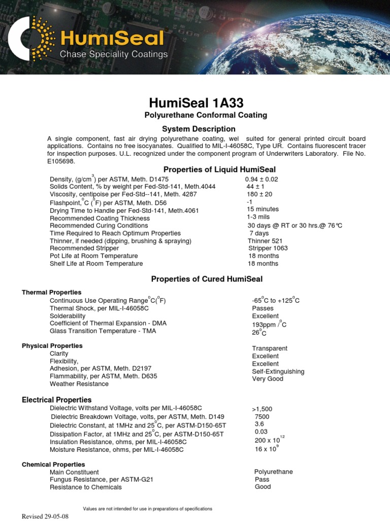 Humiseal 1A33 Conformal Coating English Tds | PDF | Electrical ...