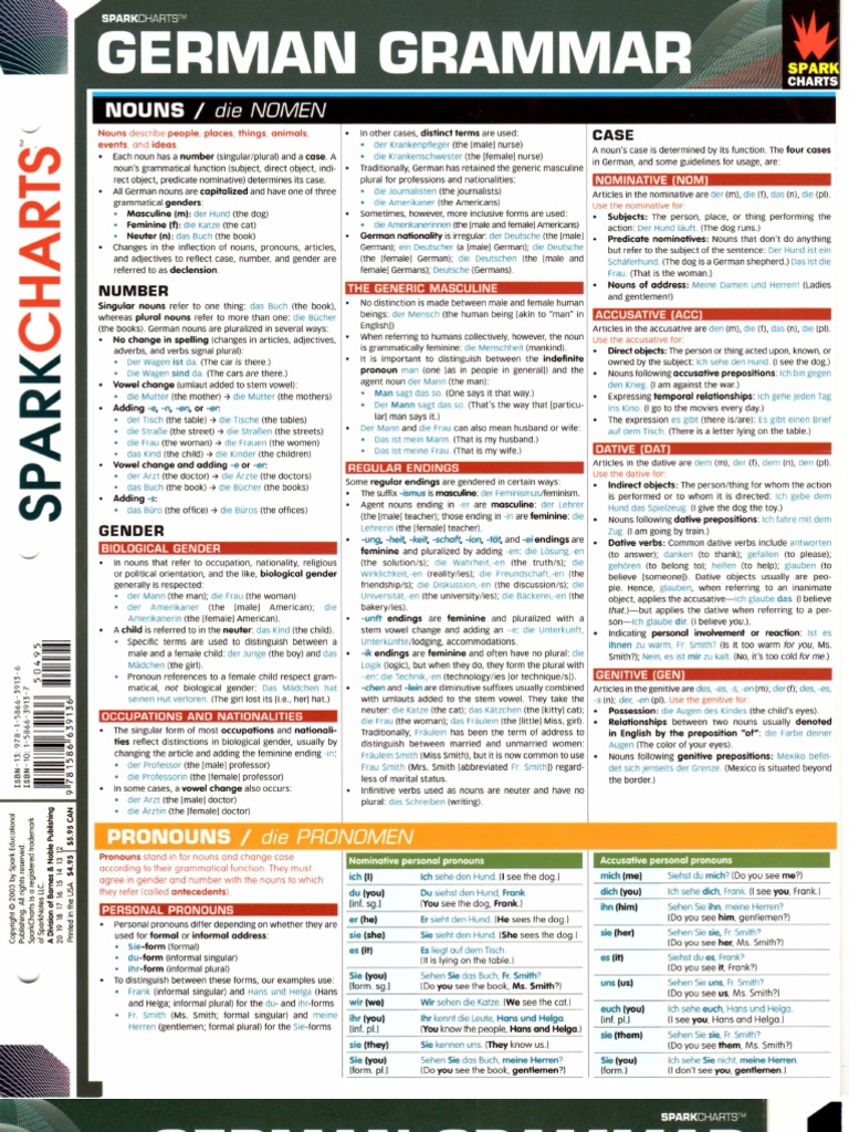 Spark Charts - German Grammar | PDF