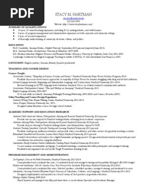 Stacy Hartman - Résumé