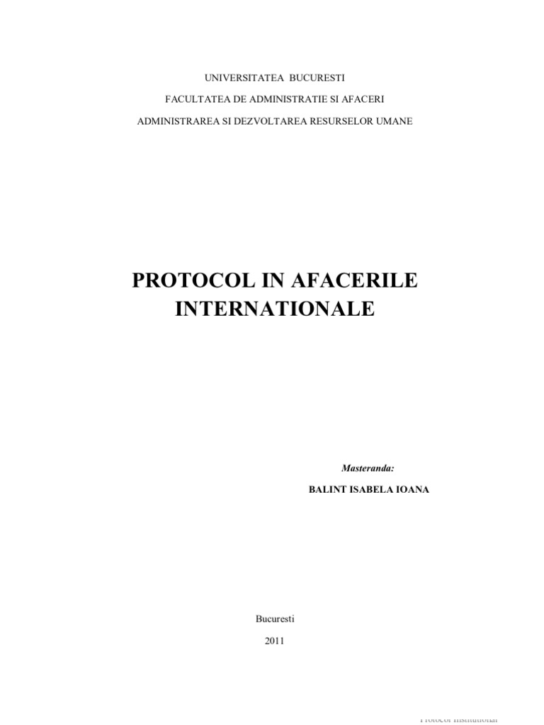 Protocol In Afacerile Internationale