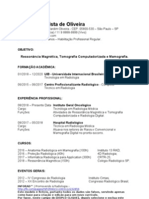 Inforad) Modelo - Currículo Radiologia 1 | PDF