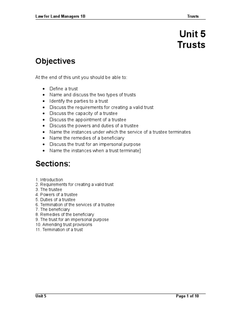 Trusts for Land Managers | PDF | Beneficiary (Trust) | Trust Law