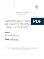 Intermediacion Financiera y Valores en El Sistema Juridico Costarricense