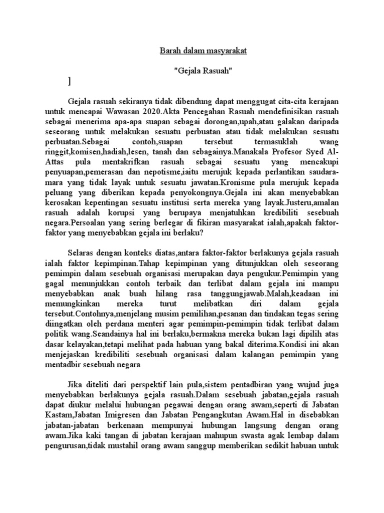 Gejala Rasuah Pdf
