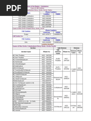 Tneb Fuse Of Call Contact Coimbatore Pdf Telephony Telecommunications
