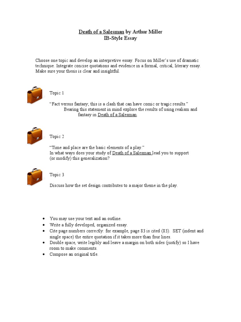 Good essay topics for death of a salesman