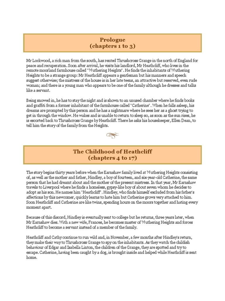 Wuthering Heights Summary PDF Wuthering Heights Heathcliff