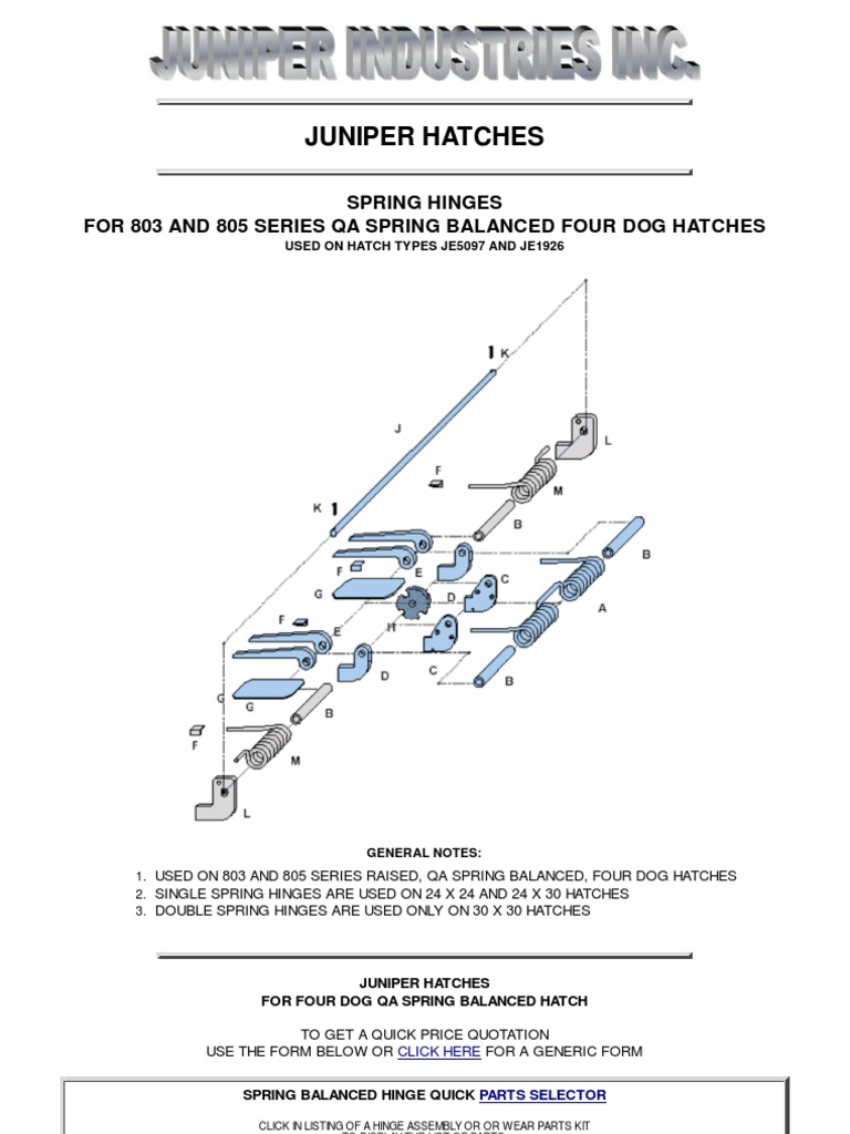 Juniper Industries Spring Balanced Watertight Hatch HingeS | PDF ...