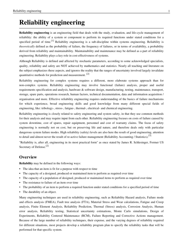 Reliability Engineering Pdf Reliability Engineering Science And