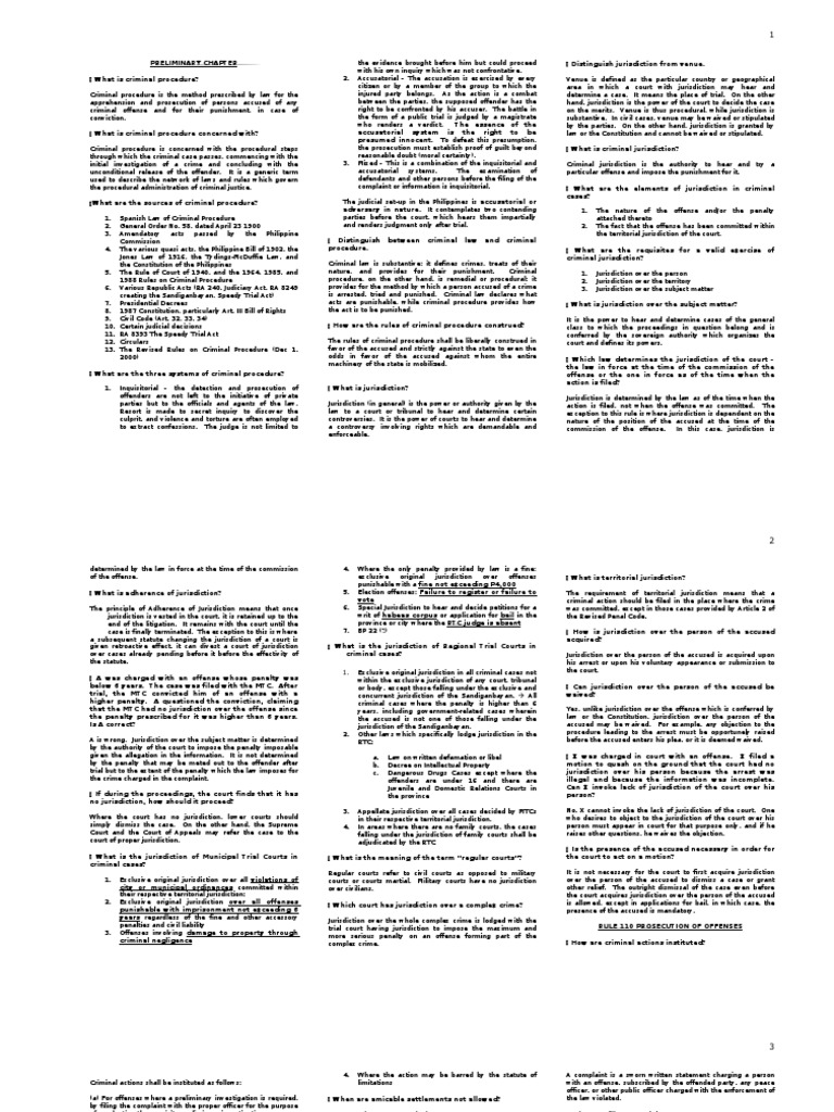 Criminal Procedure Reviewer | PDF | Criminal Procedure In South Africa ...