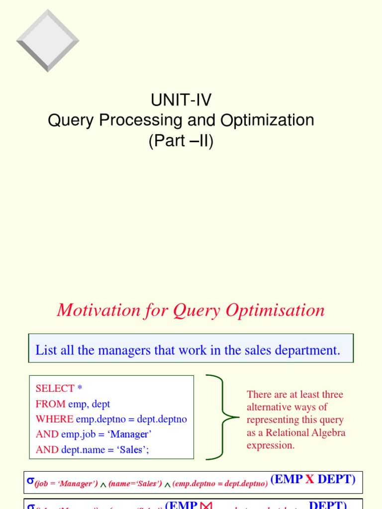 Query Optimiation | PDF | Database Index | Computer Data Storage