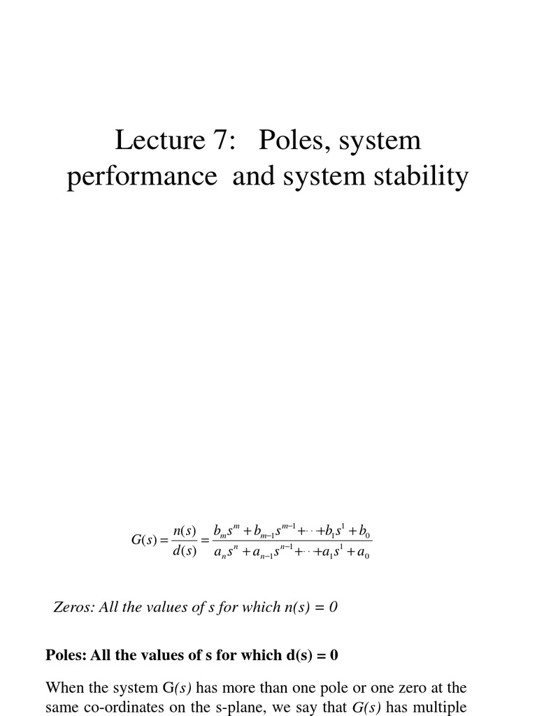 Poles and Stability in Control Systems | PDF | Algorithms | Electrical ...