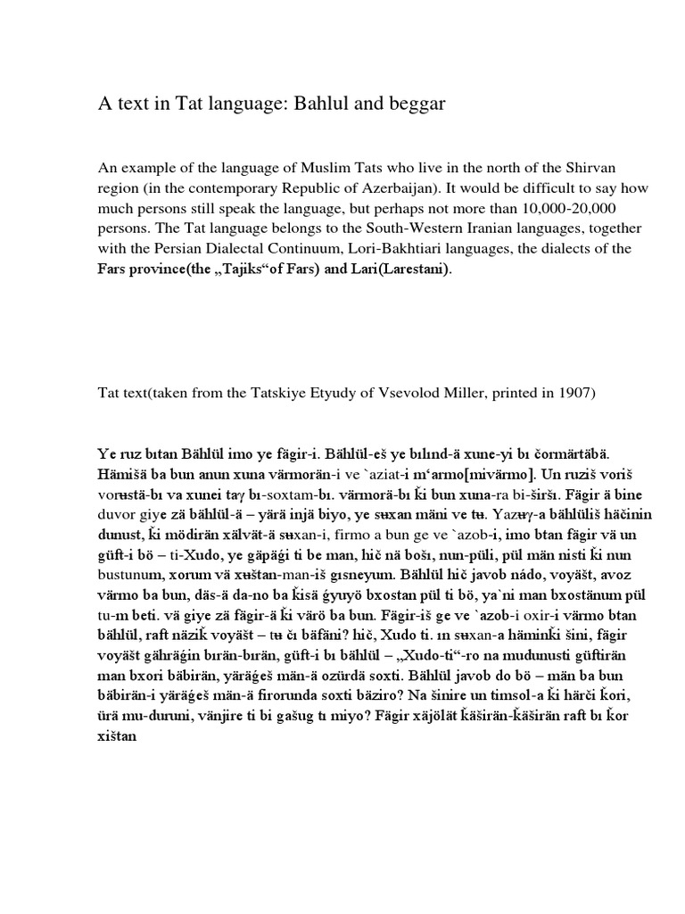 Bahlul and the Beggar's Lesson | PDF | Language Families | Syntax