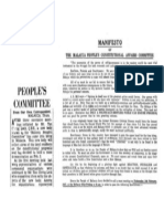 MANIFESTO OF THE MALACCA PEOPLE'S CONSTITUTIONAL AFFAIRS COMMITTEE