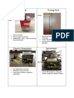 Battery, tuning fork, electric stimulator, spirometer, kymograph, simple key, muscle clamp, pneumograph, inductorium, stethoscope, sphygmomanometer, muscle lever, signal magnet