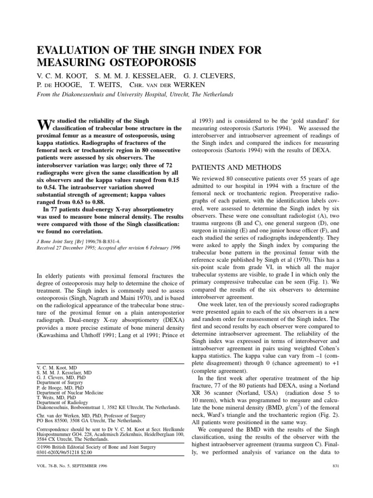 Singh Index - Full | PDF | Osteoporosis | Health Sciences