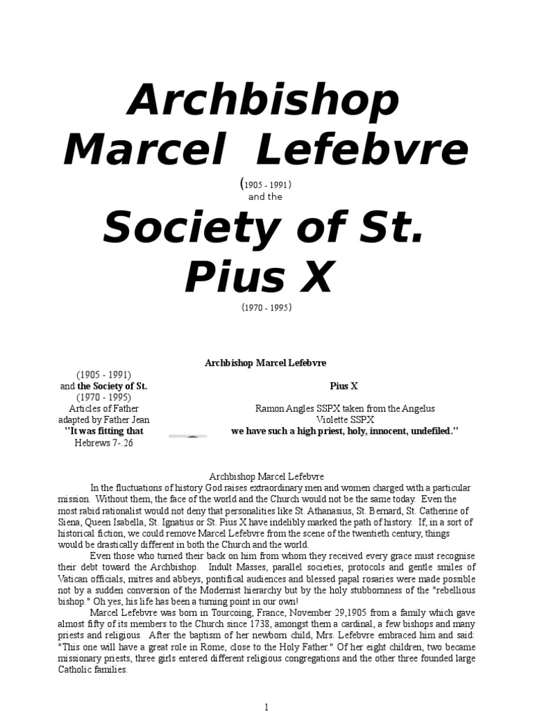 Marcel Lefebvre PDF Pope Catholic Church