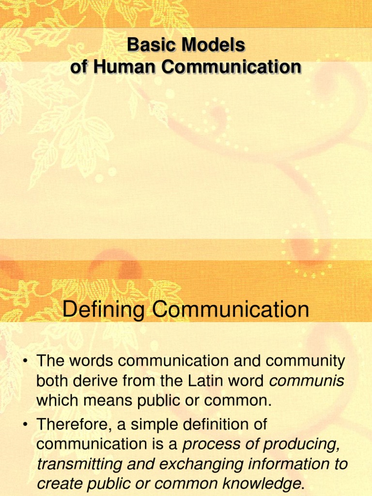Basic Models of Human Communication | Interpersonal Communication ...