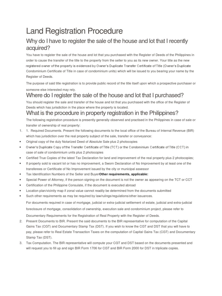Land Registration Procedure Mortgage Law Deed Free 30day Trial