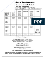 Cordova Taekwondo Summer Schedule 2013