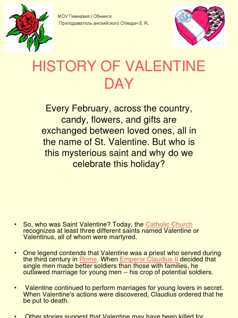 History of Valentine Day PDF Valentine's Day
